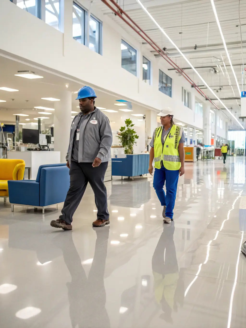 A close-up shot of an epoxy floor in a high-traffic retail store, highlighting its durability and minimal wear and tear despite heavy foot traffic.